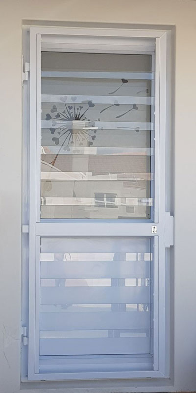 Image of a door with transparent bars for safety